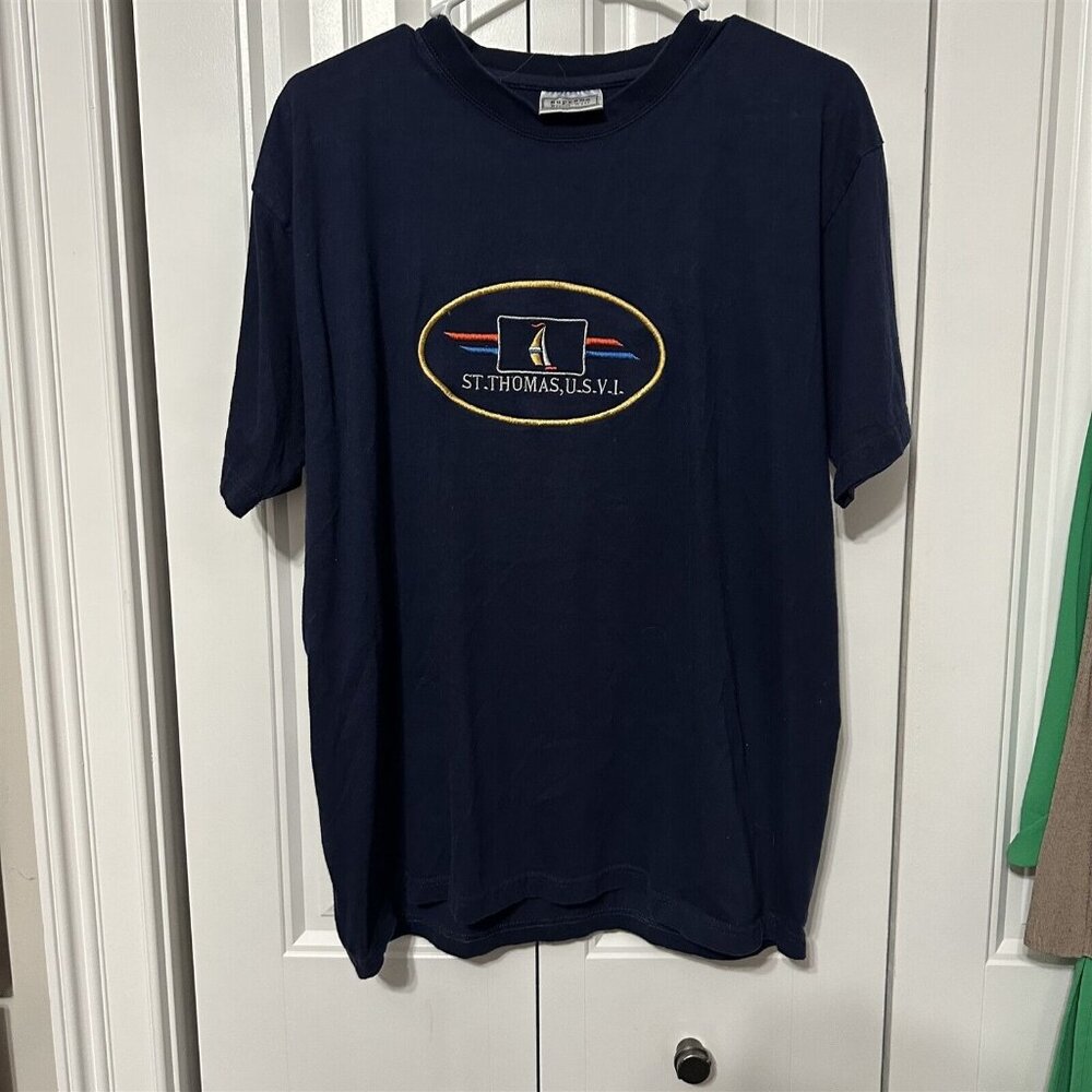 USVI Virgin Islands Vintage T Shirt Supreme Resort Wear Large Blue